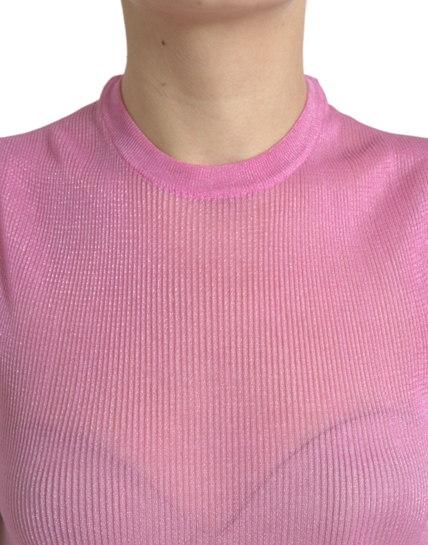 Elegant Pink Crew Neck Tank Top