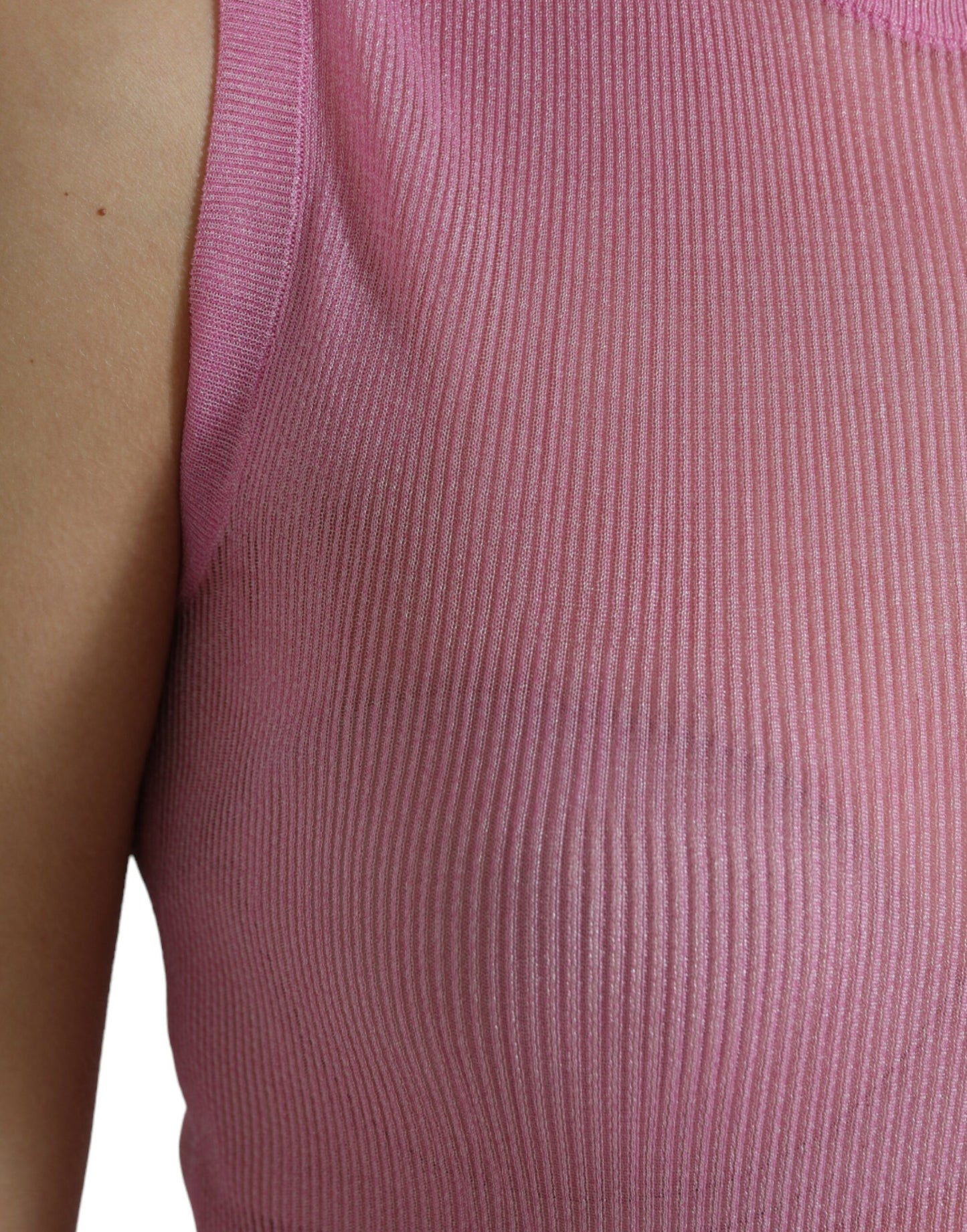 Elegant Pink Crew Neck Tank Top