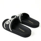 Chic Black Logo Embossed Rubber Slides