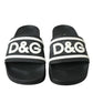 Chic Logo-Embossed Black Slides for Elegant Comfort