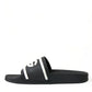 Chic Logo-Embossed Black Slides for Elegant Comfort