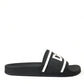 Chic Logo-Embossed Black Slides for Elegant Comfort