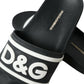 Chic Logo-Embossed Black Slides for Elegant Comfort
