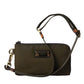 Elegant Dark Green Nylon-Leather Pouch