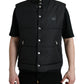 Sleek Black High-Neck Vest Jacket
