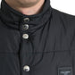 Sleek Black High-Neck Vest Jacket