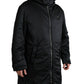 Elegant Black Hooded Parka Jacket