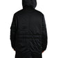 Elegant Black Hooded Parka Jacket
