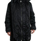 Elegant Black Hooded Parka Jacket
