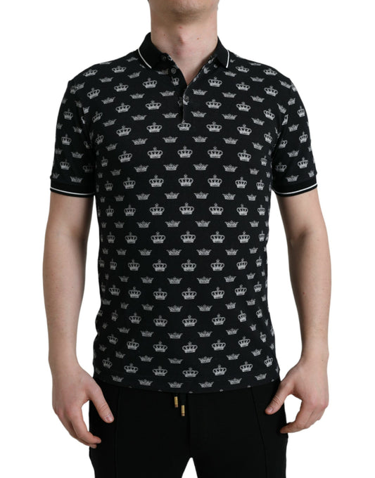 Elegant Crown Motif Cotton Polo Tee