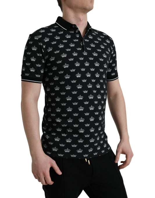 Elegant Crown Motif Cotton Polo Tee