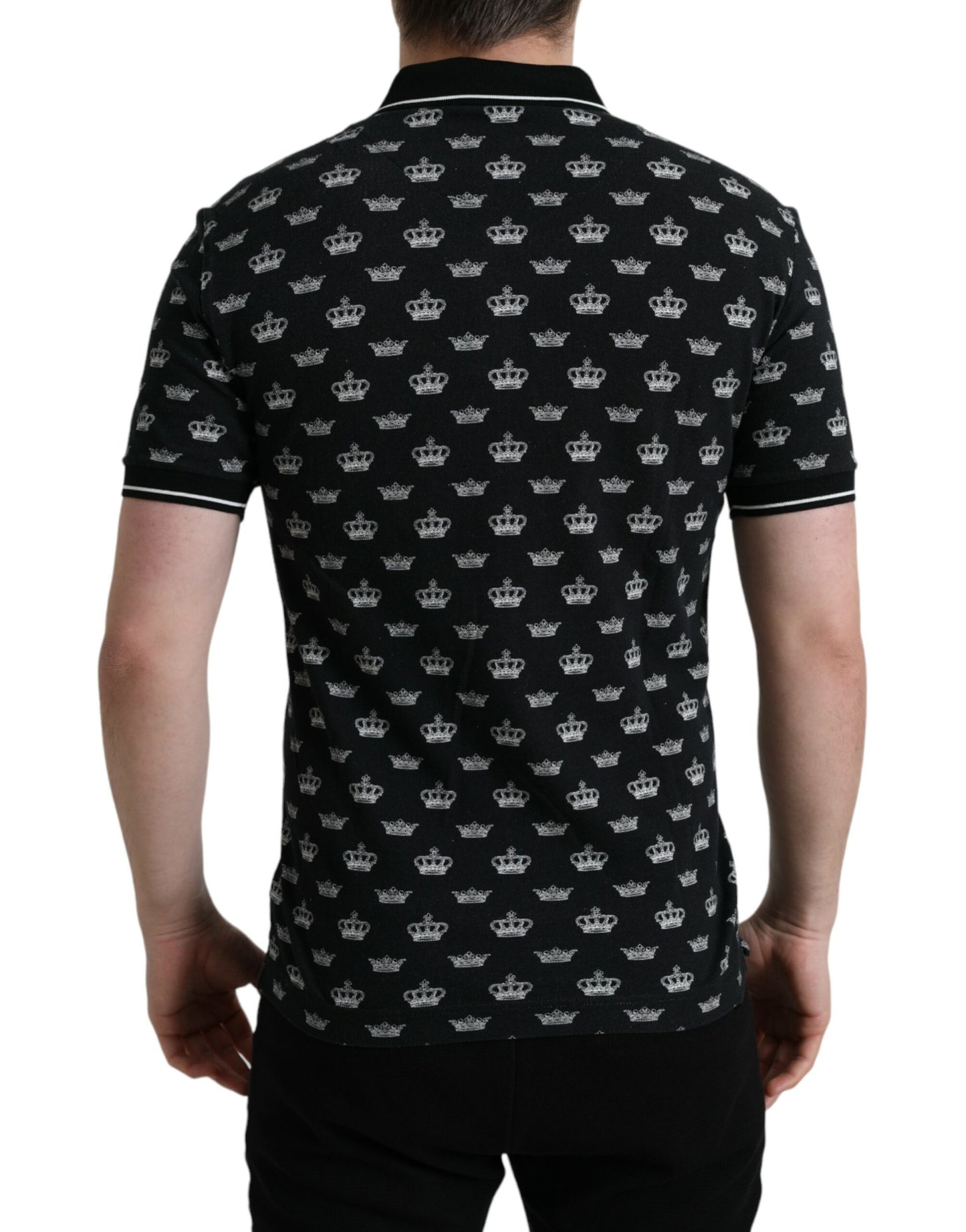 Elegant Crown Motif Cotton Polo Tee