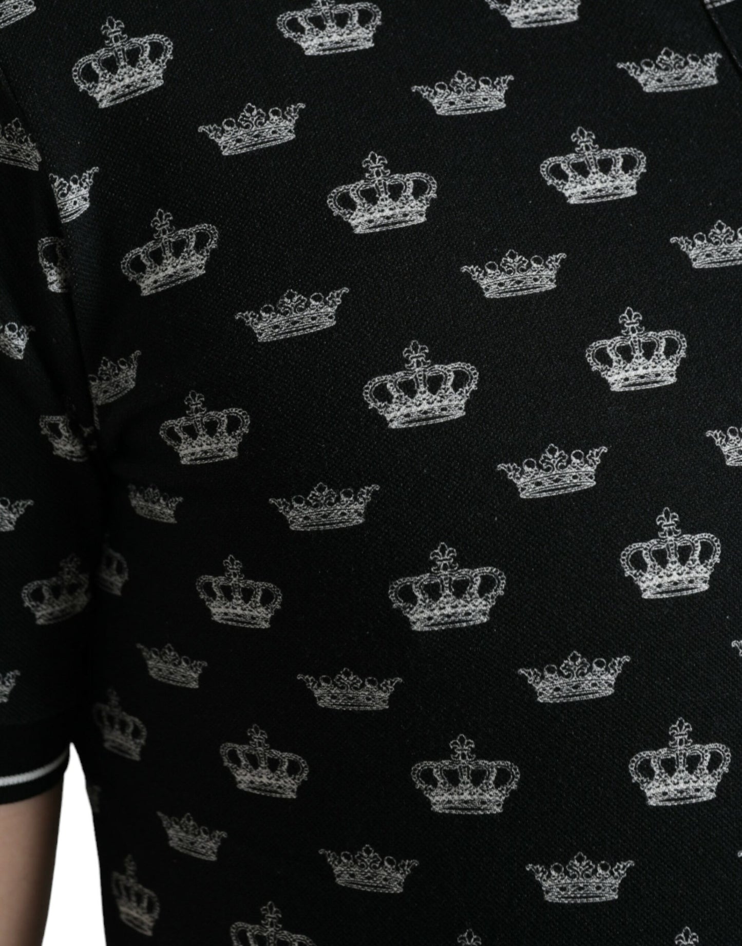 Elegant Crown Motif Cotton Polo Tee