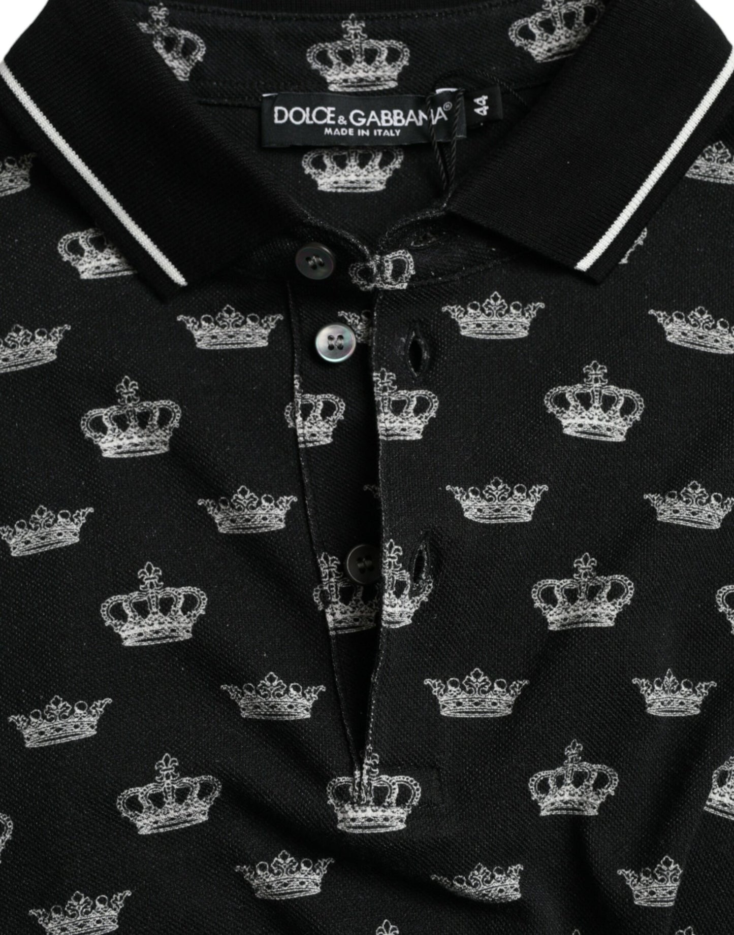 Elegant Crown Motif Cotton Polo Tee