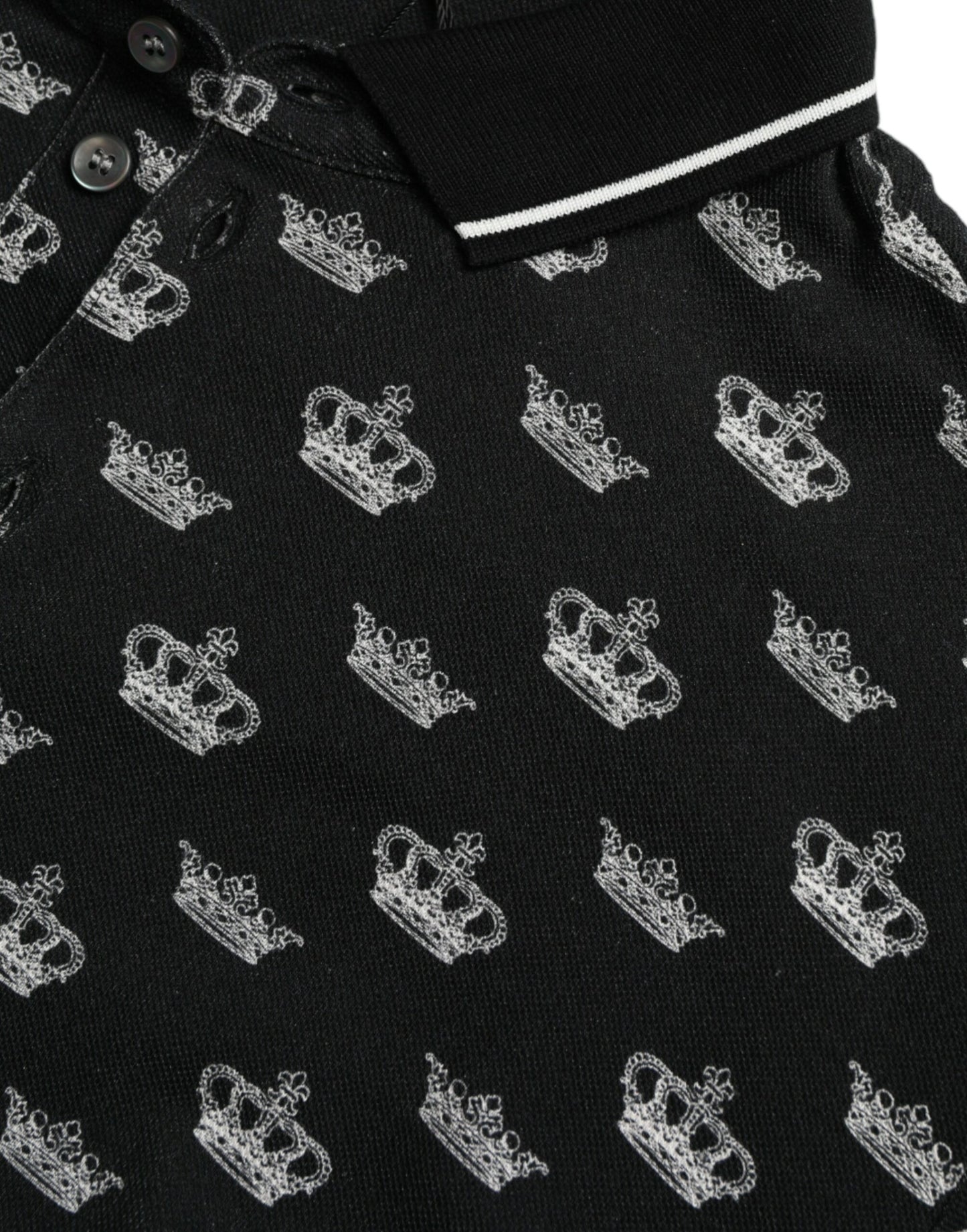 Elegant Crown Motif Cotton Polo Tee