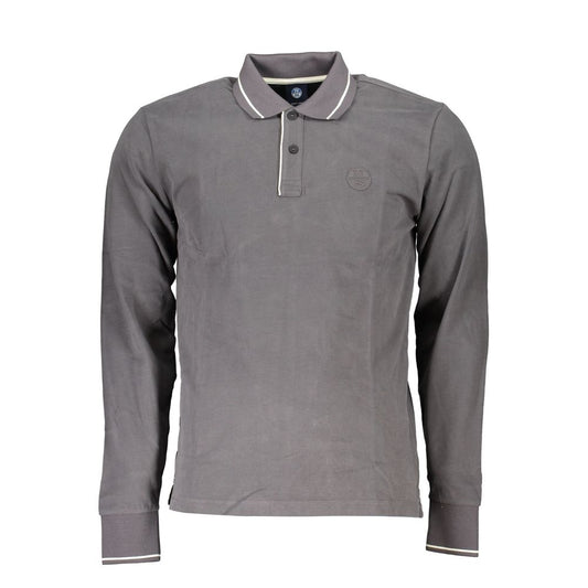 Gray Cotton Men Polo Shirt