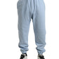 Elegant Light Blue Cotton Blend Joggers