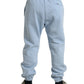 Elegant Light Blue Cotton Blend Joggers