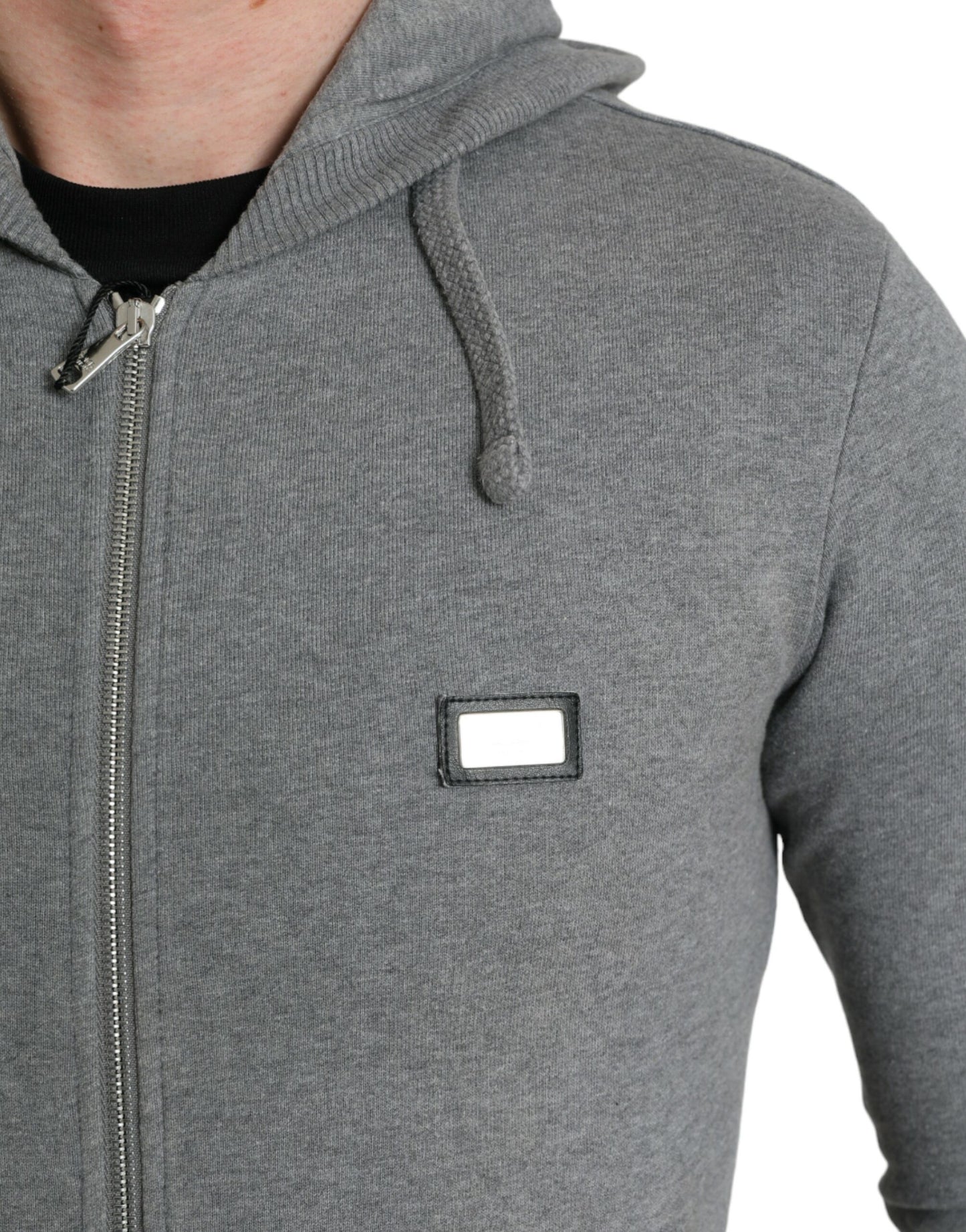 Chic Melange Grey Full-Zip Hooded Sweatshirt