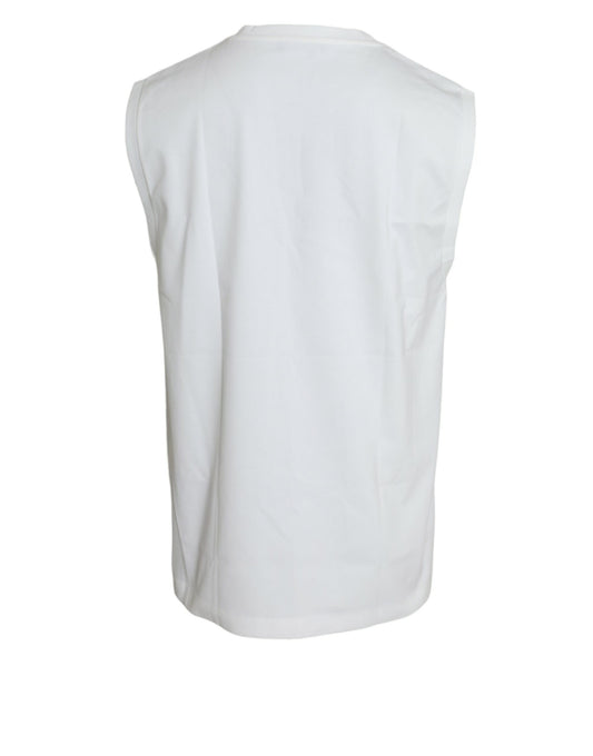 Elegant White Sleeveless Crew Neck Tank