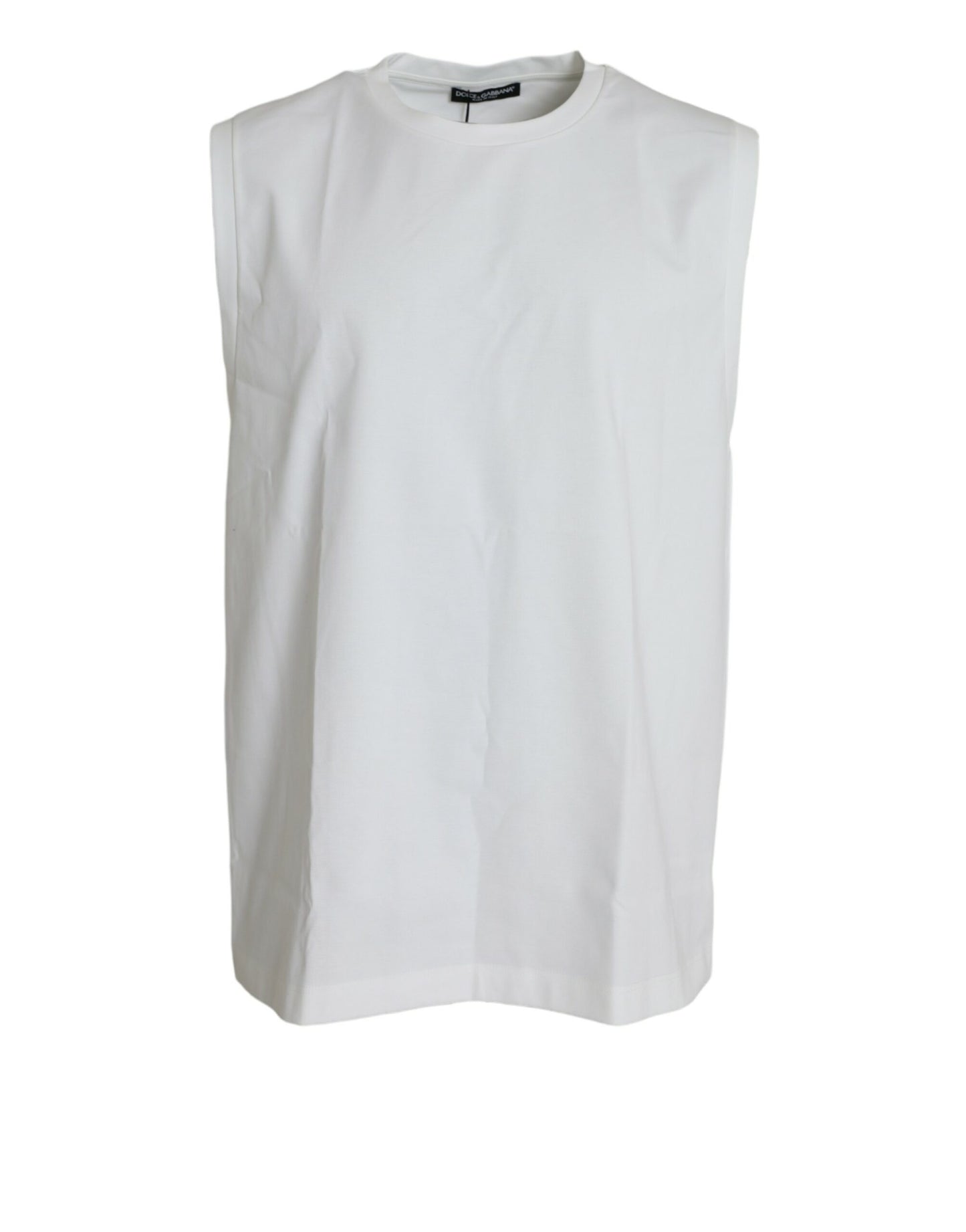 Elegant White Sleeveless Crew Neck Tank