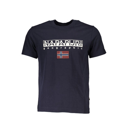 Blue Cotton Men T-Shirt