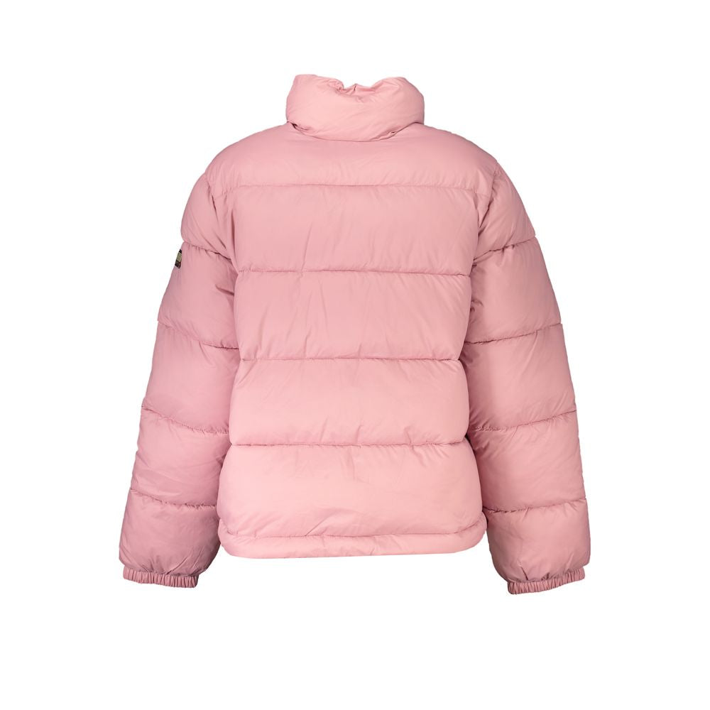 Chic Pink Polyamide Long Sleeve Jacket