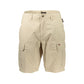 Beige Embroidered Bermuda Shorts with Pockets