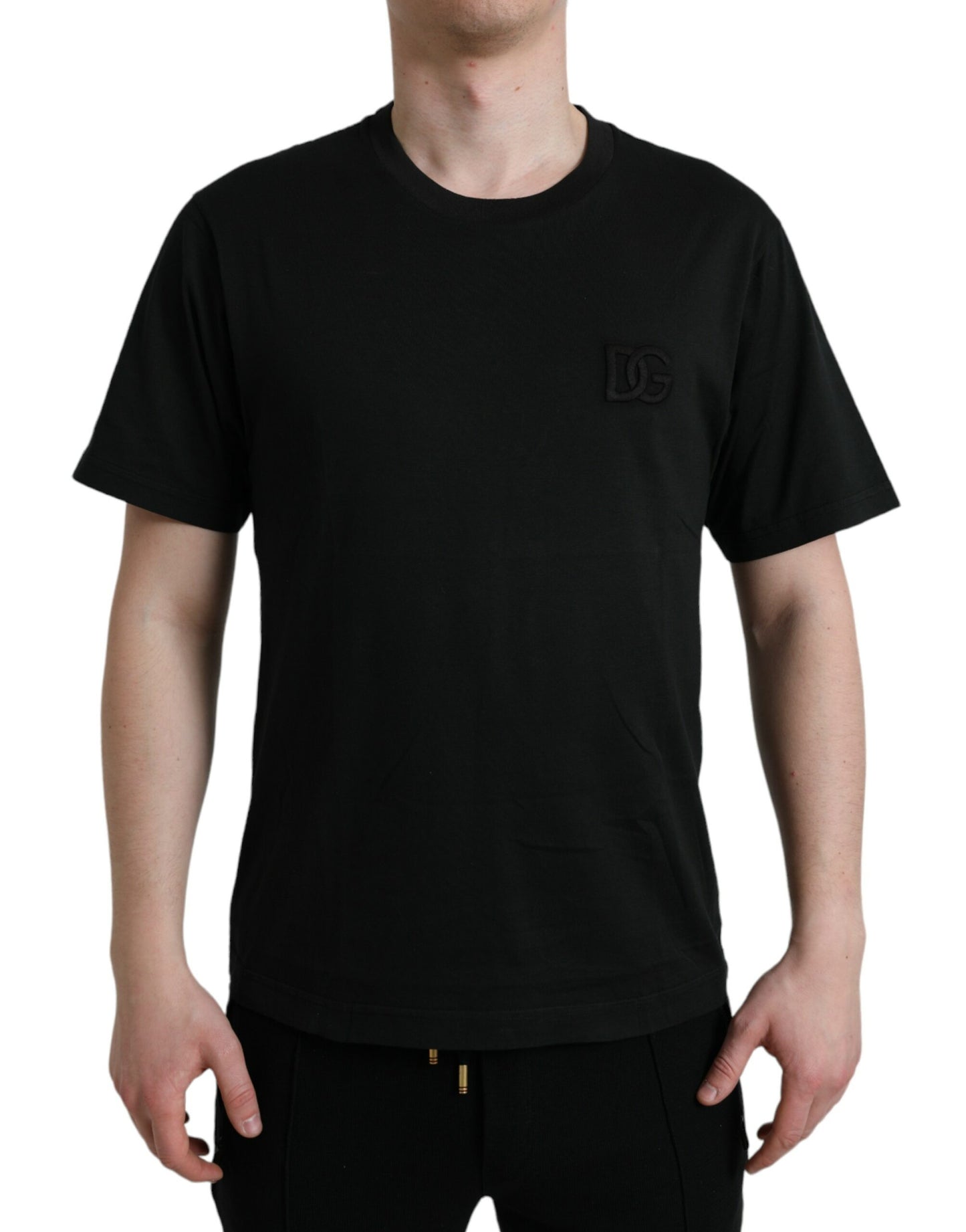 Elegant Black Cotton Crew Neck Tee