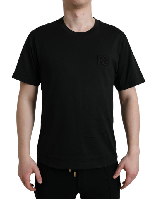 Elegant Black Cotton Crew Neck Tee
