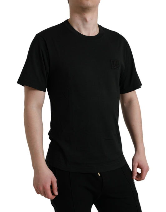Elegant Black Cotton Crew Neck Tee