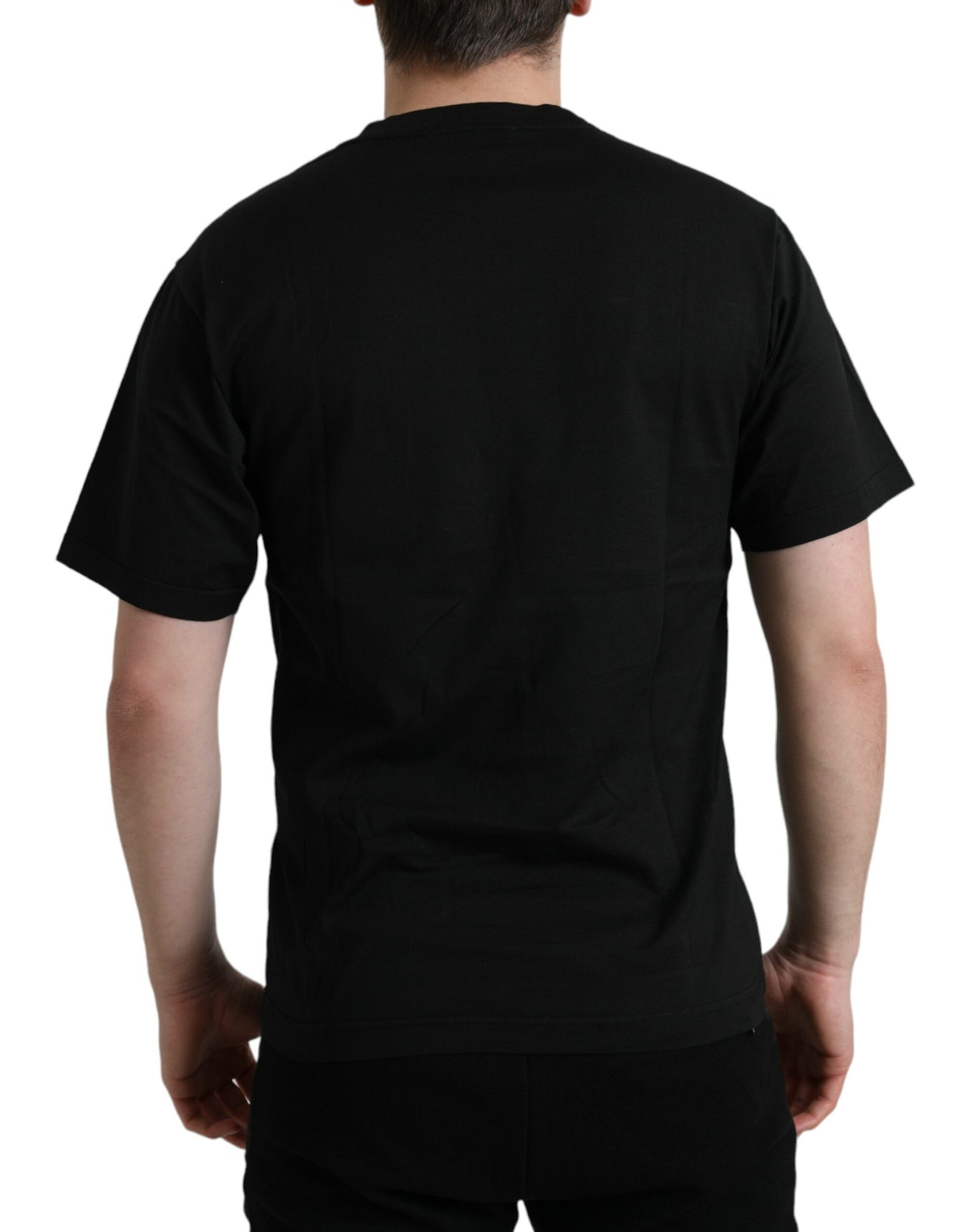 Elegant Black Cotton Crew Neck Tee