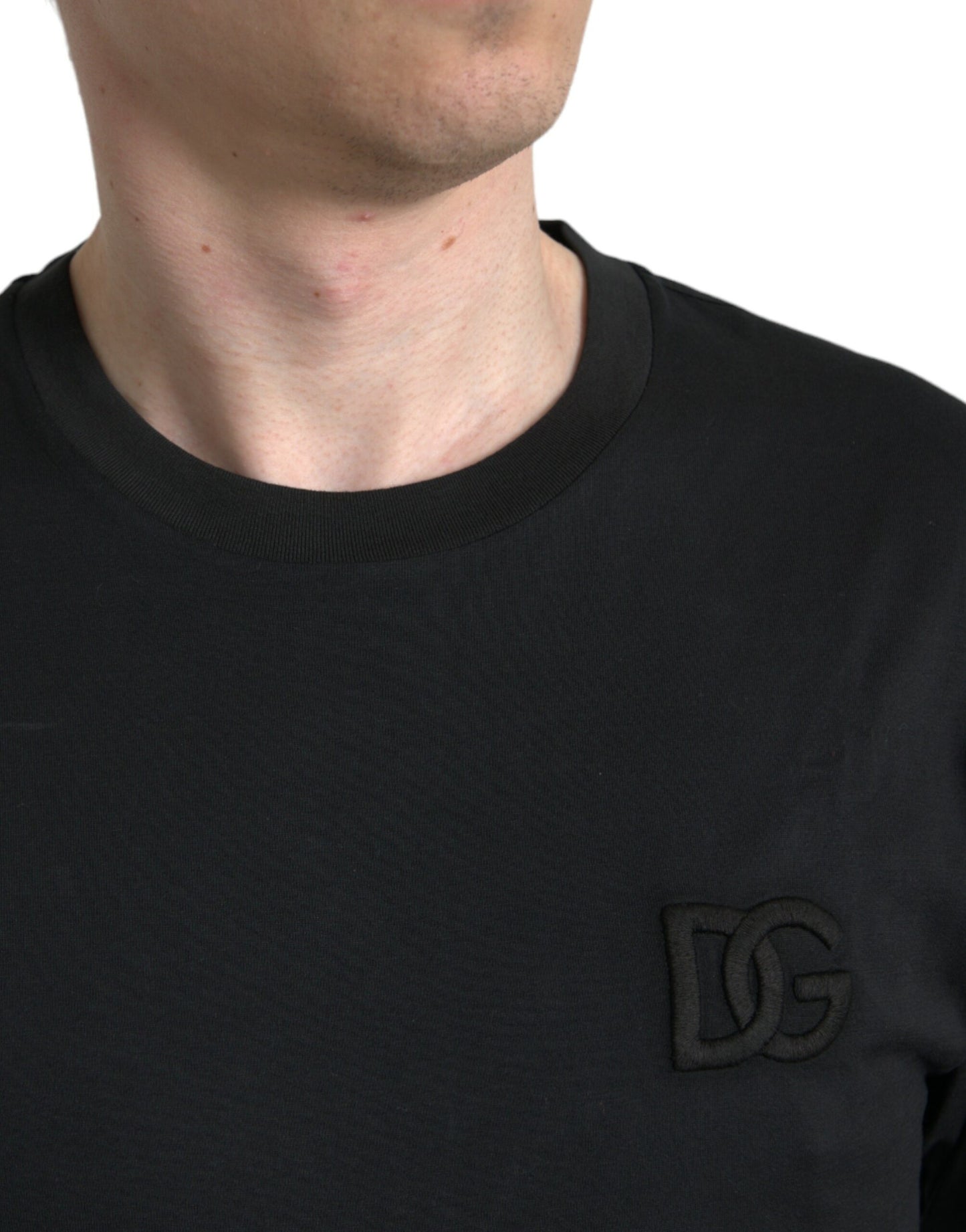 Elegant Black Cotton Crew Neck Tee