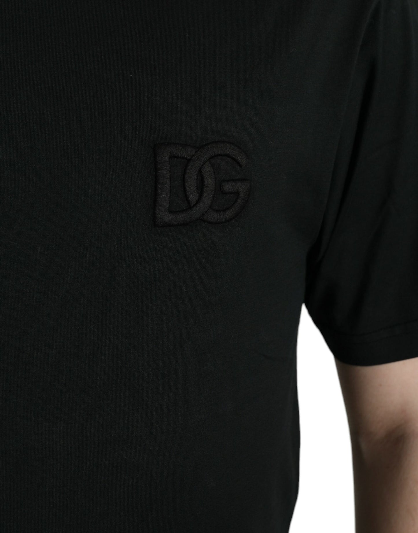 Elegant Black Cotton Crew Neck Tee