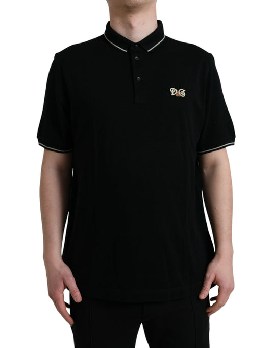 Elegant Black Cotton Polo Tee
