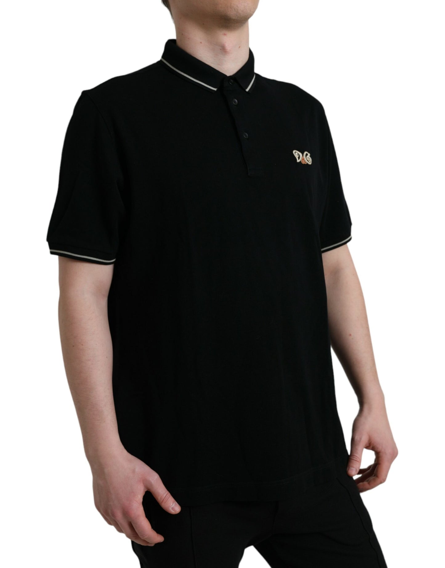 Elegant Black Cotton Polo Tee