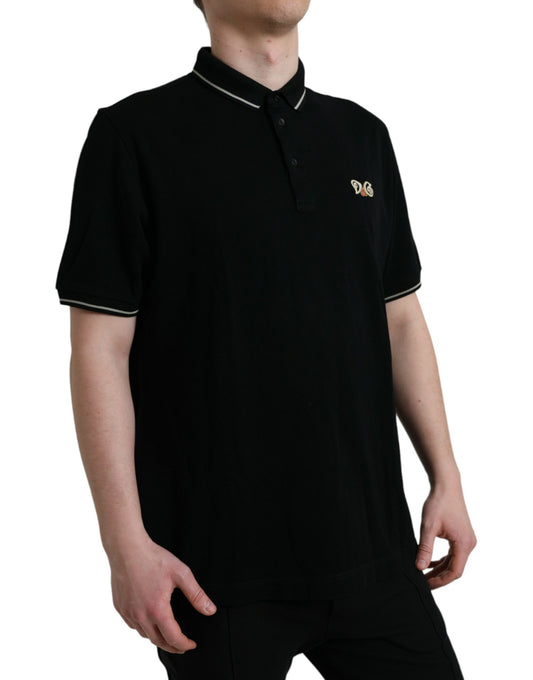 Elegant Black Cotton Polo Tee