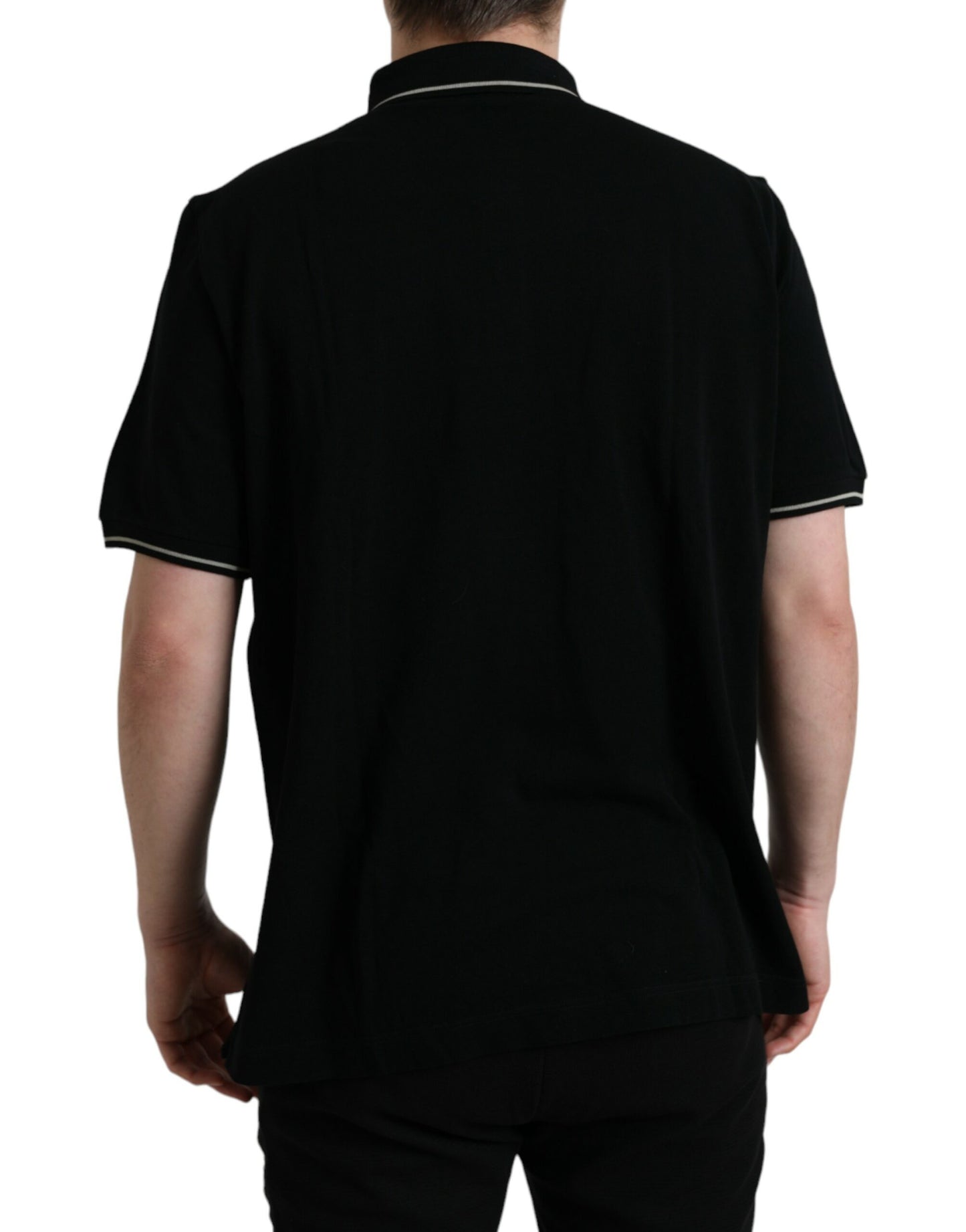 Elegant Black Cotton Polo Tee