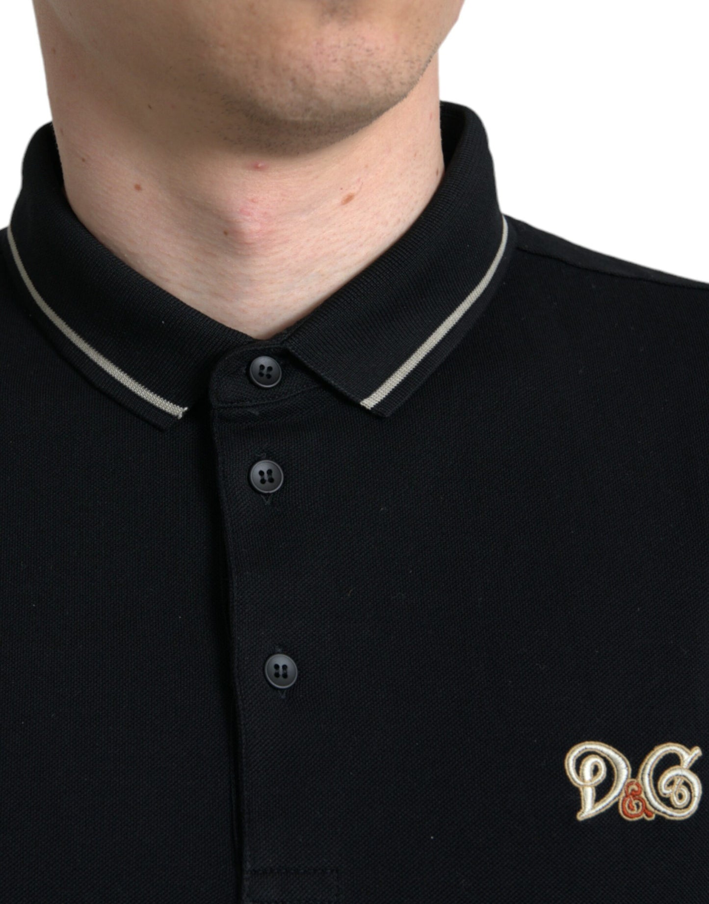 Elegant Black Cotton Polo Tee