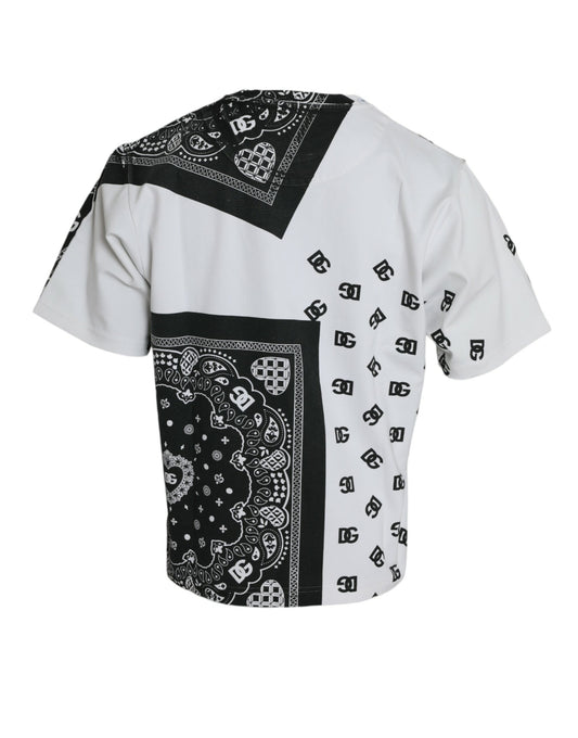 Elegant White Cotton Blend Round Neck Tee