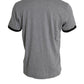 Heart Print Crew Neck Cotton Tee in Gray