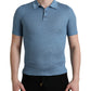 Silk Henley Polo Tee in Sky Blue