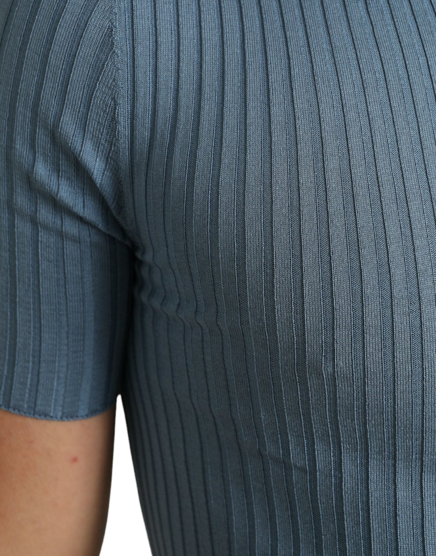 Silk Henley Polo Tee in Sky Blue