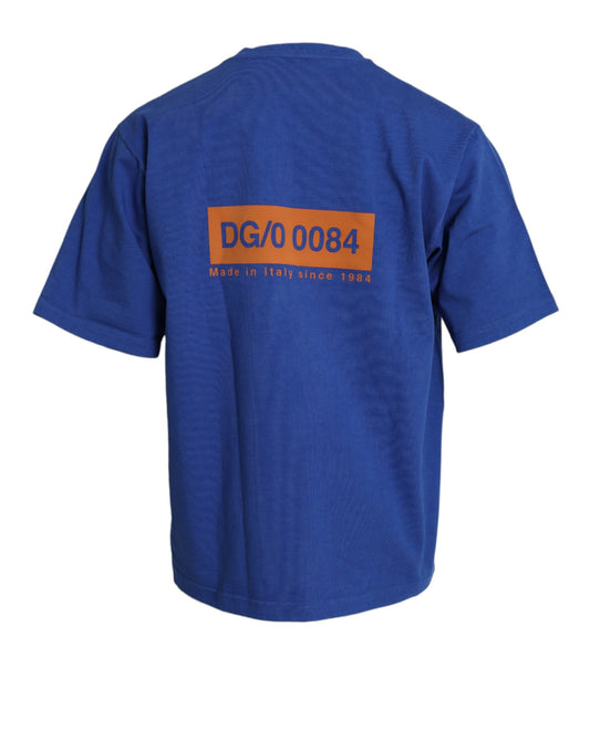 Exquisite Blue Cotton Crew Neck T-Shirt
