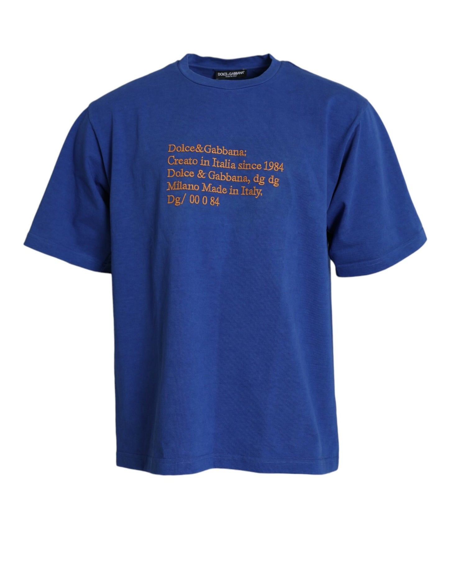 Exquisite Blue Cotton Crew Neck T-Shirt