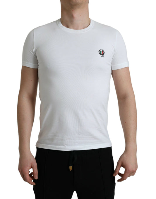 Elegant Crew Neck Tee with Emblematic Crest