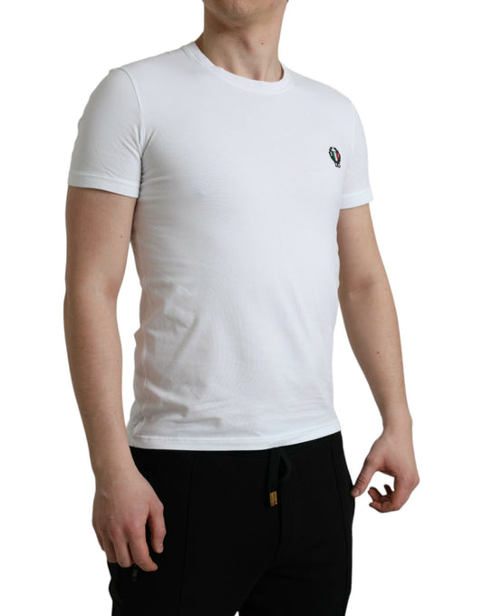 Elegant Crew Neck Tee with Emblematic Crest
