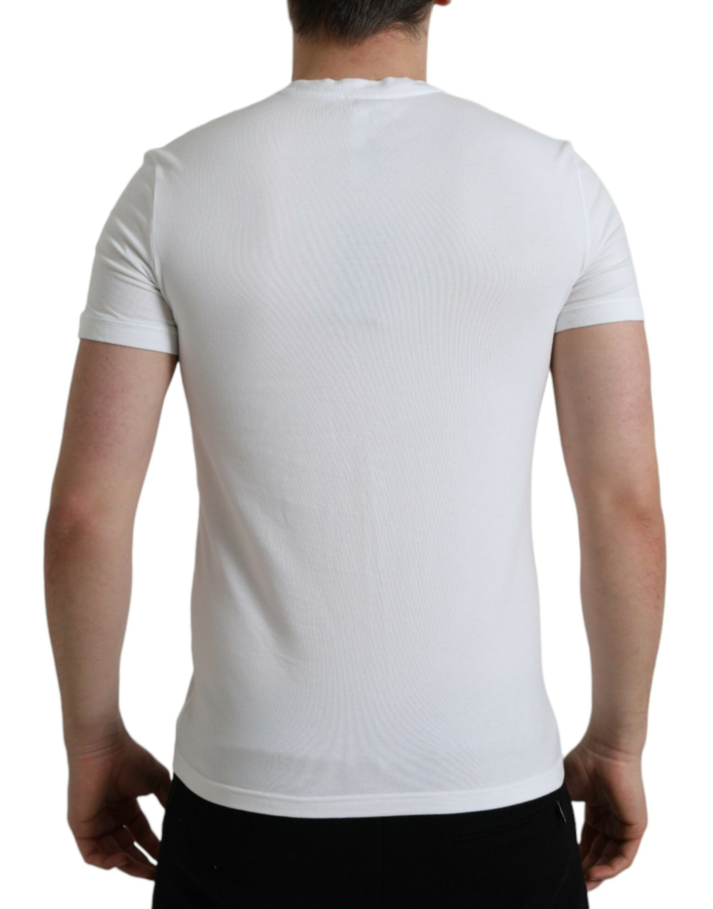 Elegant Crew Neck Tee with Emblematic Crest