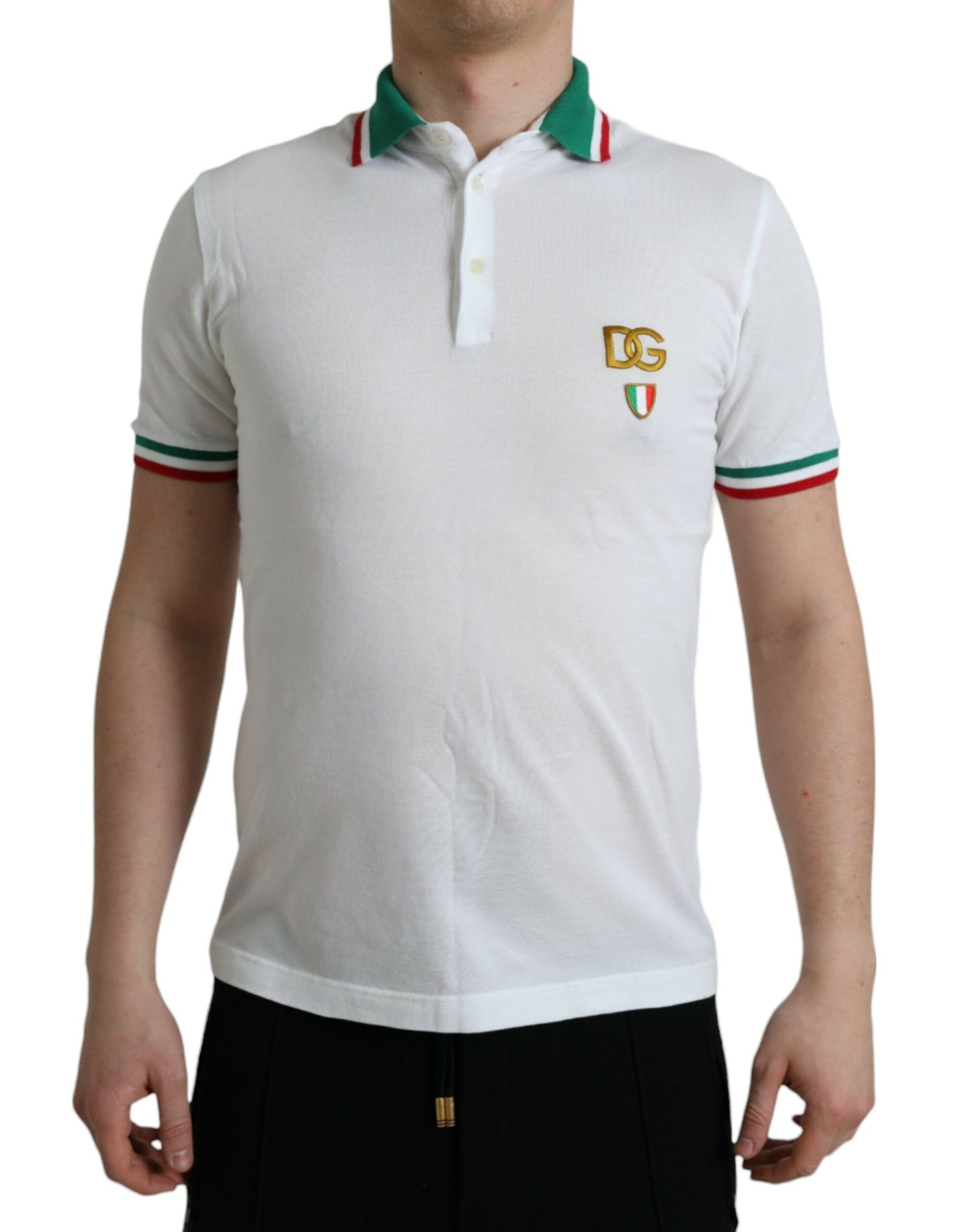 Elegant White Cotton Polo T-Shirt