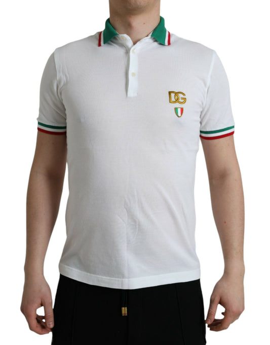 Elegant White Cotton Polo T-Shirt
